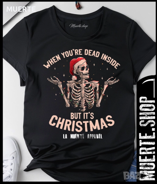 Черна тениска BUT ITS CHRISTMAS, снимка 1
