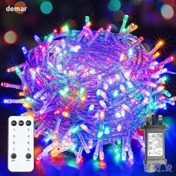 XmasBokeh коледни лампички, 200 LED, 20 м, многоцветни, 8 режима, таймер, памет, 31 V, с щепсел, снимка 1