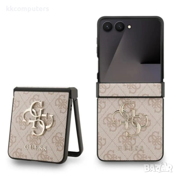 Оригинален кейс Guess Leather 4G Metal Logo За Samsung Galaxy Z Flip7, Розов, снимка 1