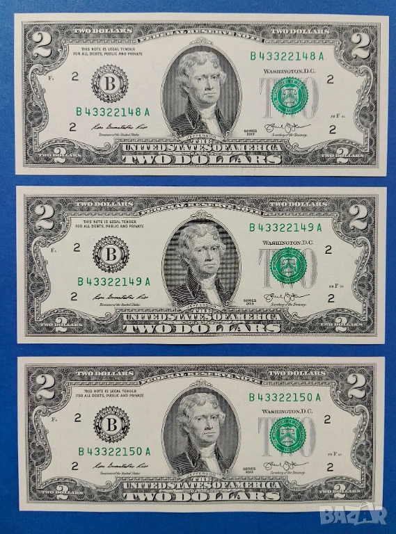 Лот 2 долара 2013 UNC, снимка 1