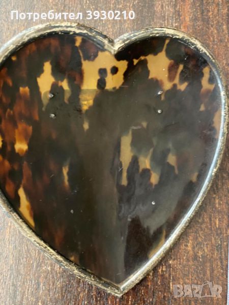 Щипка за хартия във формата на сърце от сребро и черупка на костенурка, снимка 1