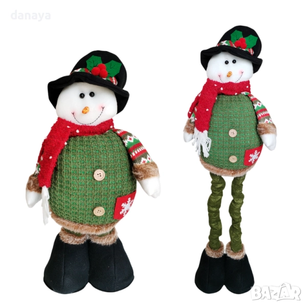 6222 Декоративна коледна фигура Дядо Коледа, Снежен човек, Елен с разтегателни крака, 45–85 см, снимка 1