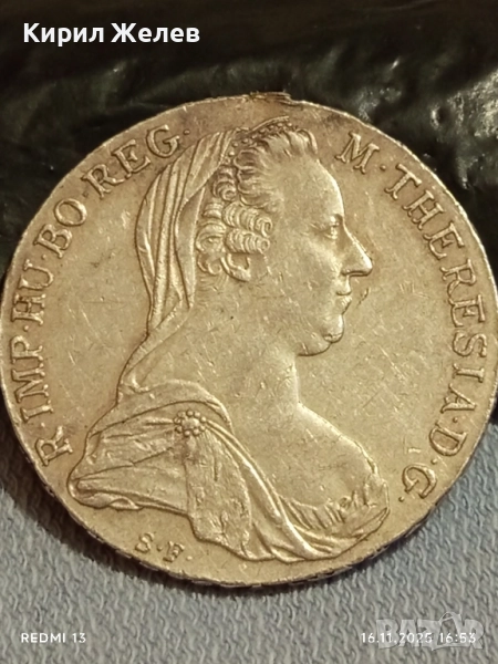Сребърна монета талер 1780г. Мария Терезия Австро-Унгария рядка за КОЛЕКЦИЯ 52271, снимка 1
