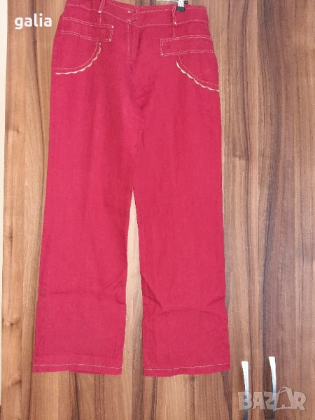 Тъмночервен ленен панталон , снимка 1