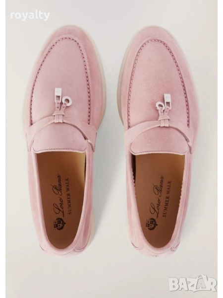 Loro Piana ЕСТЕСТВЕН ВЕЛУР Розови Дамски Мокасини , снимка 1