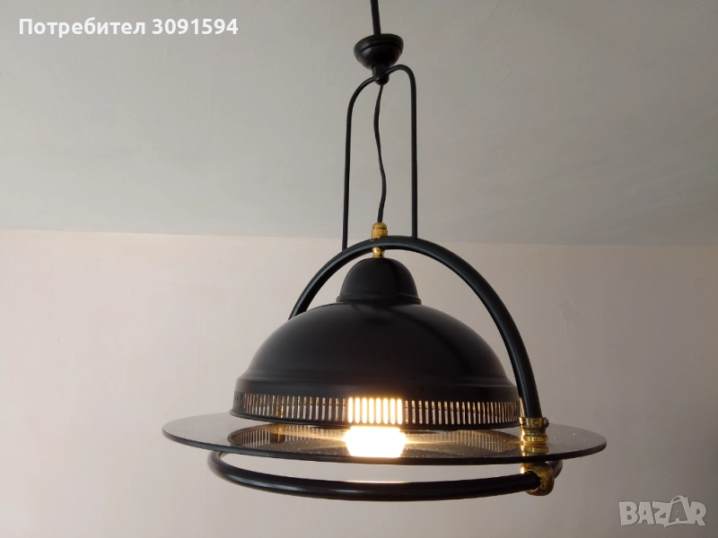 Висяща лампа от метал и стъкло , снимка 1