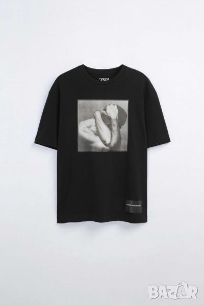 Мъжка тениска със щампа Zara, 100% памук, Черна, XL, снимка 1
