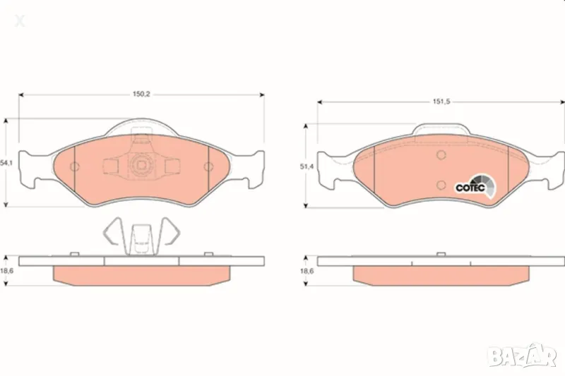 SIMER 772 Накладки предни FORD Fiesta, Escort, Courier, KA 1989-2011 OE 1465126 OE 1111857 OE1206062, снимка 1