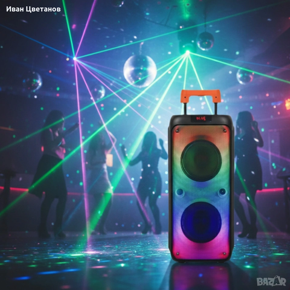 Преносима тонколона с микрофон и дистанционно управление, 40W мощност, Bluetooth, USB/SD и LED , снимка 1