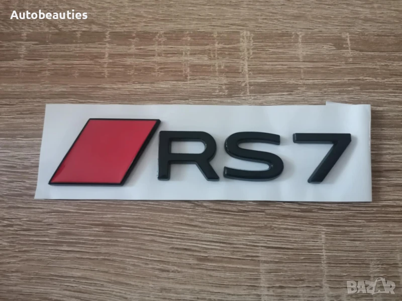 емблема Audi RS7 нов стил черно с червено, снимка 1