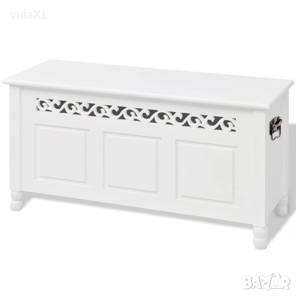 vidaXL Пейка за съхранение, бароков стил, MDF, Бяла(SKU:242646), снимка 1