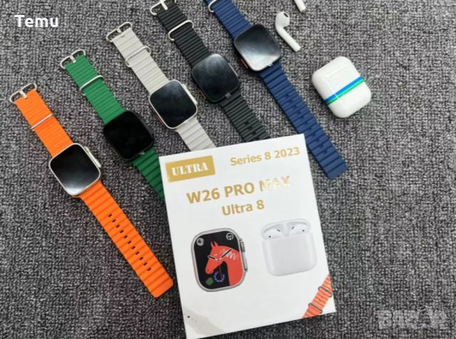 Комплект Smart часовник + TWS слушалки W26 Pro Max ULTRA / Цвят: Черен /няма ЮСБ накрайника директно, снимка 2 - Смарт часовници - 45681476