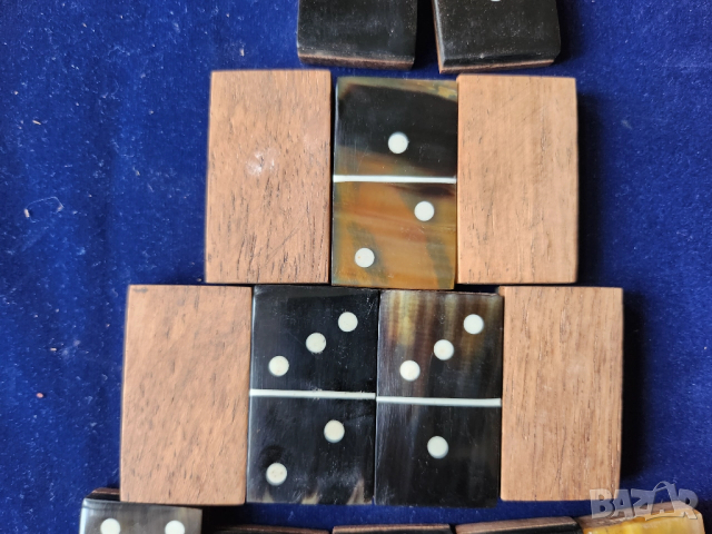 Домино - от Франция, 19 век, пълен к-т 28 плочки, слонова кост и домино от Мадагаскар - розово дърво, снимка 9 - Антикварни и старинни предмети - 22771474