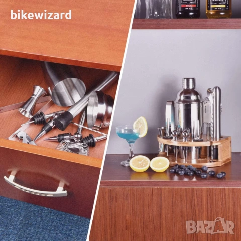 Комплект шейкъри за коктейли от неръждаема стомана, 12 части – сив НОВ, снимка 2 - Други стоки за дома - 53013705