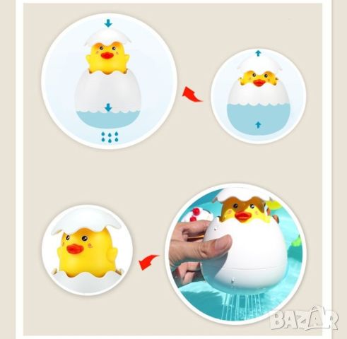 Детска забавна играчка за вана жълто пате в яйце, снимка 10 - Други - 46100126
