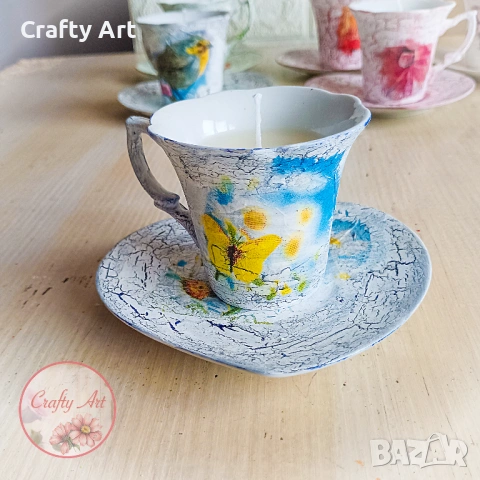 Ароматна свещ от соев восък с декупаж , снимка 1 - Декорация за дома - 53499733