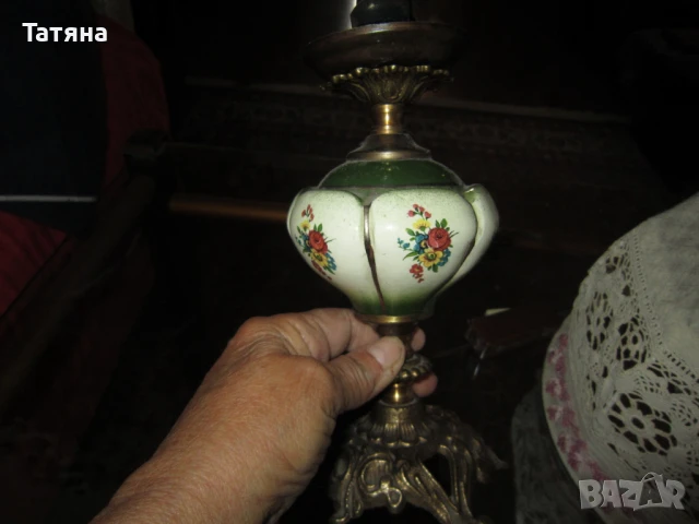 кана  МЕСИНГ ; старинни  Настолни лампи -месинг и  керамика ,свещници и др., снимка 11 - Декорация за дома - 23202027
