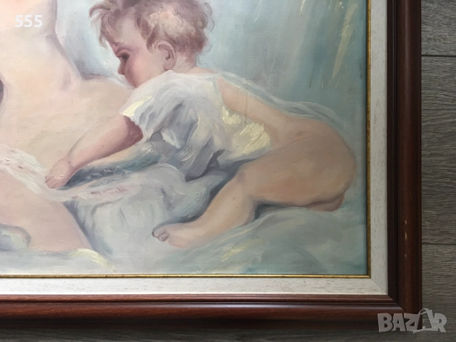 Голяма стара картина масло на платно, снимка 5 - Картини - 52016738