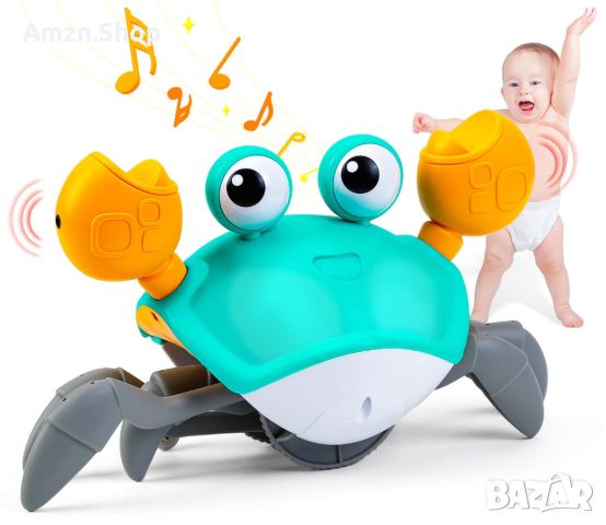 Ходеща играчка интерактивен пълзящ рак бебешки играчки светещ музикален рак с вкл батерия, снимка 1 - Други - 46246928