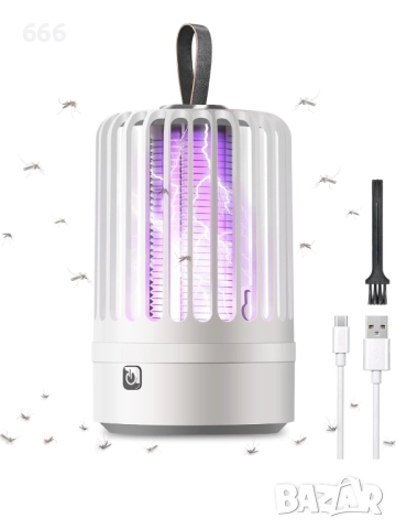 Електрическа лампа за убиване на комари Fly Zapper, 4000mAh USB акумулаторна