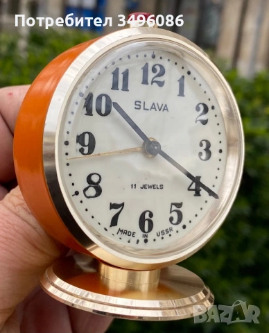 Стар съветски механичен будилник СЛАВА 11 камъка, снимка 14 - Колекции - 54058934