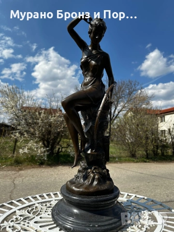 Голяма Авторска Бронзова Скулптура от L. Ledieu (Франция) – 22 кг / 75 см, снимка 7 - Антикварни и старинни предмети - 53984395