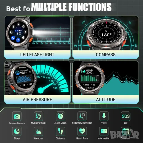 Мъжки смарт часовник с LED фенерче LaNikar, снимка 4 - Друга електроника - 49940954