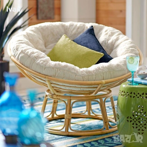 ратанов стол папасан 90см х 100см , снимка 2 - Градински мебели, декорация  - 54207934