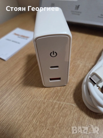 GaN 100W бързо зарядно устройство (модел HR-100WPD, снимка 3 - Друга електроника - 54181291