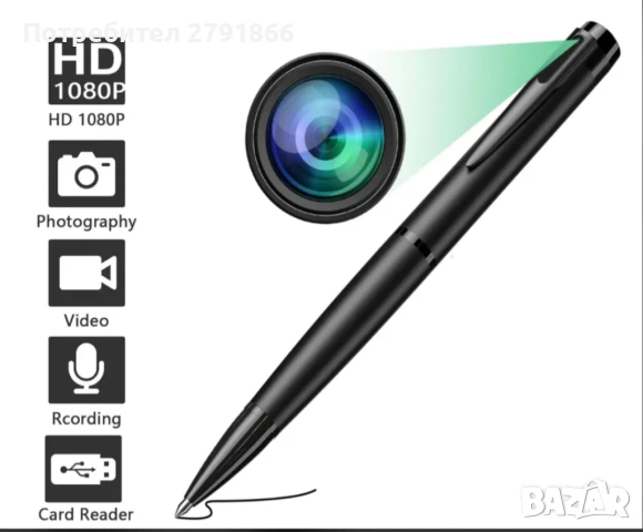 64GB Шпионска камера Скрита камера Камера с писалка Ultra HD1080P, снимка 6 - Камери - 50497968