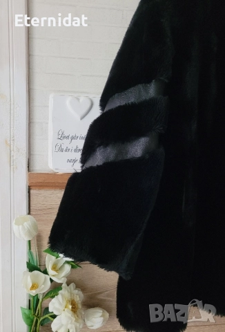 Черно зимно пухено палто , снимка 4 - Палта, манта - 51752268