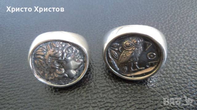 Сребърни мъжки масивни пръстени в изящен античен стил, снимка 1 - Антикварни и старинни предмети - 45734007