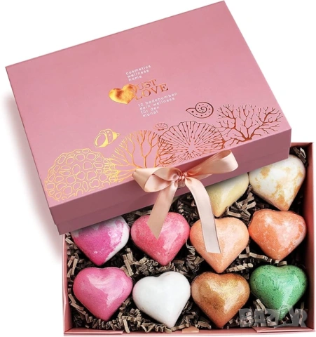 ТОПКА ЗА БАНЯ С ФОРМА НА СЪРЦЕ 12 БР. Перфектен подарък за Свети Валентин