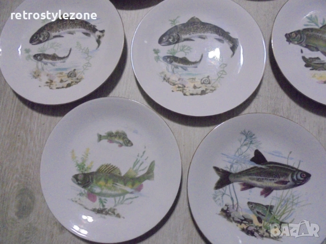 № 8501  Стари порцеланови чинии KAHLA / Könitz – рибен мотив  , снимка 5 - Други ценни предмети - 53512101