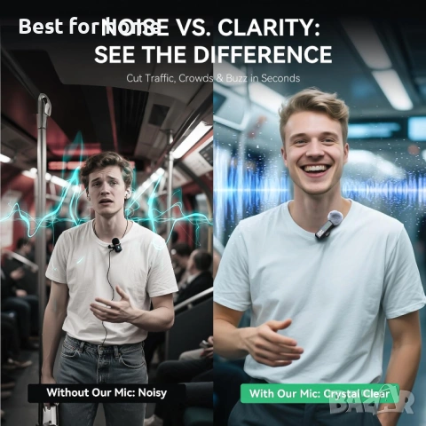 Безжичен микрофон брошка с LED дисплей – Shiny Black, 7 часа батерия, за iPhone (всички модели) и An, снимка 4 - Микрофони - 53211871