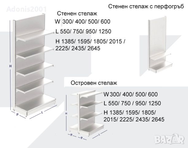 Нови метални крайстенни, ъглови стелажи. Стелажи с перфо-гръб. , снимка 6 - Стелажи и щандове - 25160643