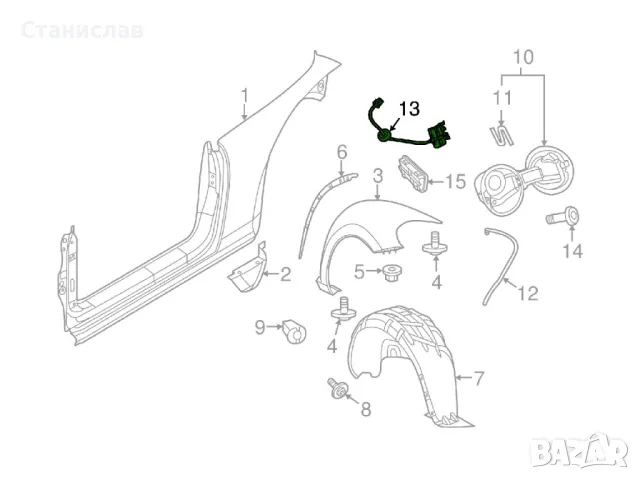 VW Beetle Моторче за заключване на резервоар, снимка 9 - Части - 50359904