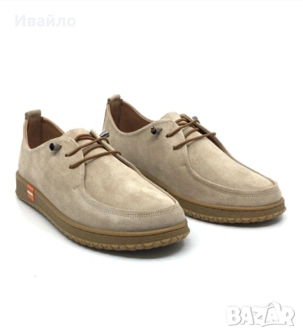 Дамски обувки от естествен велур в бежово с равна подметка