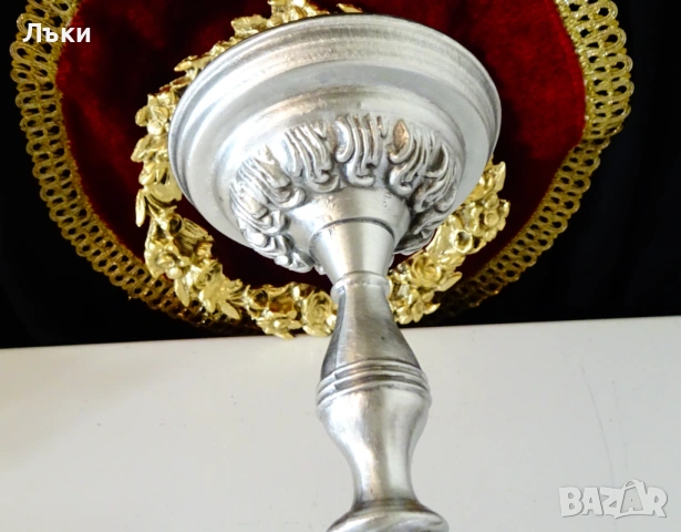 Калаен свещник петица 1 кг.,барок,печат. , снимка 6 - Антикварни и старинни предмети - 53660789