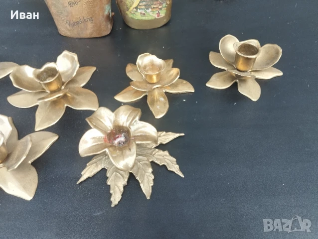 Месингов свещник 3ка, месингов свещник единичка , швейцарска хлопка , снимка 3 - Антикварни и старинни предмети - 51075409