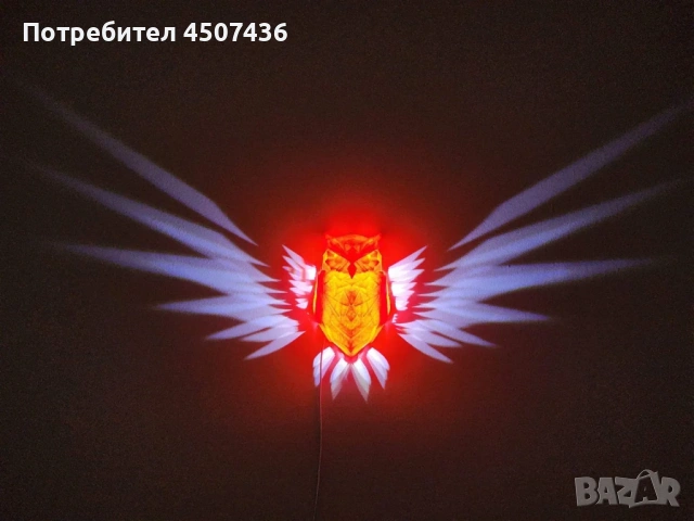 3D магическа стенна нощна лампа бухал с LED проекция,многоцветна, снимка 12 - Лед осветление - 53066873