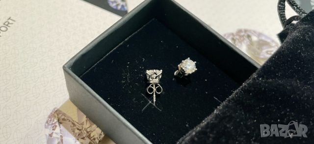 Сребърни обеци с Mойсанит (диамант) - 0,5 + сертификат, снимка 4 - Обеци - 46395820