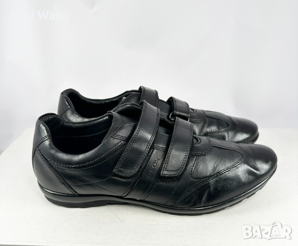 Мъжки обувки Geox, Естествена кожа, 47, 31cm, Черен, Като нови, снимка 3 - Спортно елегантни обувки - 44961210