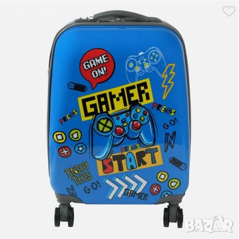 Детски куфар с колелца Mercado Trade, GAMER, Син