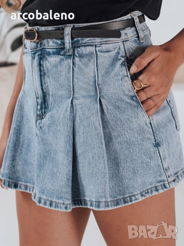 Дамски дънкови шорти с пола и къси панталони VIBEGIRL, снимка 2 - Къси панталони и бермуди - 51111375