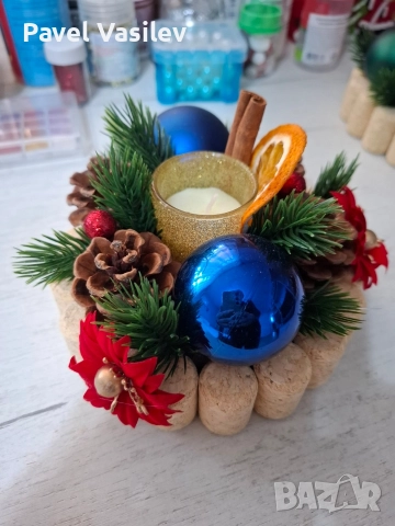 Коледни свещници - Ръчно направени, снимка 5 - Декорация за дома - 52612144