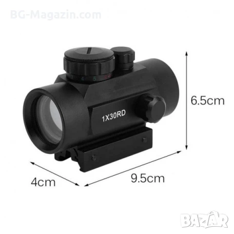 Тактически бързомер 1х30 прицел мерник с двойна шина за въздушна пушка лов еърсофт оръжие компактен, снимка 4 - Оборудване и аксесоари за оръжия - 51051475