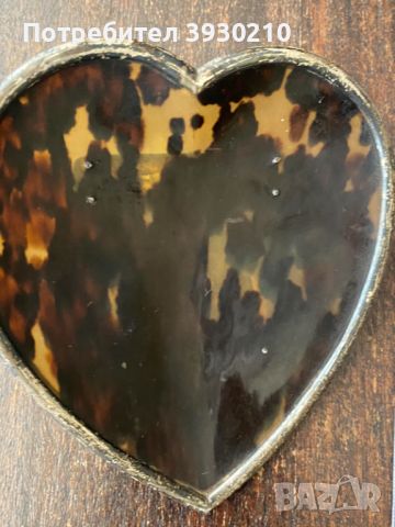 Щипка за хартия във формата на сърце от сребро и черупка на костенурка, снимка 1 - Антикварни и старинни предмети - 45481185