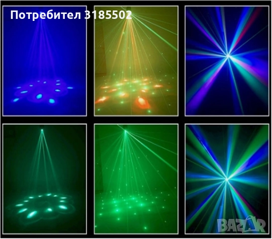 Преносими LED сценични светлини с движеща се глава и управление (6x12W + лазер), снимка 9 - Прожектори - 51457153