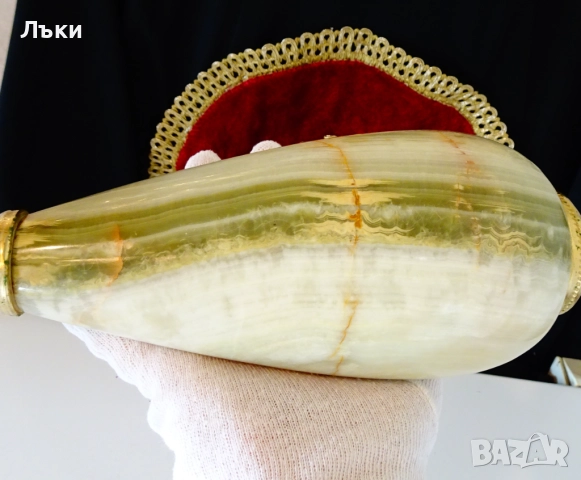 Посребрена ваза,свещник оникс 2.2 кг.,месинг. , снимка 7 - Антикварни и старинни предмети - 52673709